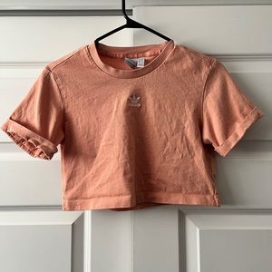 100% Cotton Adidas Crop Top, Peach - Women’s S | Unisex XS